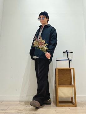 「アイテム（ニットキャップ/ビーニー）」を使った、パック4さん（メンズ・170cm）の秋コーディネート