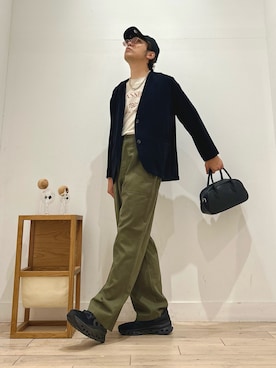 「アイテム（ノーカラージャケット）」を使った、パックマンIIIさん（メンズ・170cm）の秋コーディネート
