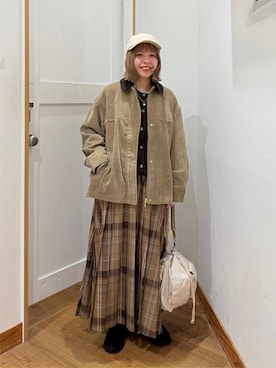 「GLOBAL WORK（グローバルワーク）の晴雨兼用厚底ローファー/1023266（ローファー、その他）」を使った、ミカミさん（レディース・153cm）の秋コーディネート