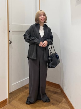 「GLOBAL WORK（グローバルワーク）の晴雨兼用厚底ローファー/1023266（ローファー、ブラック系）」を使った、ミカミさん（レディース・153cm）の秋コーディネート