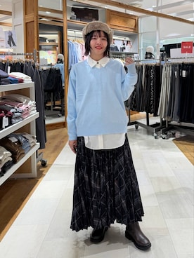 「ハグミーニット_GLOBALWORK」｜ミカミさん（レディース・153cm）の冬コーディネート