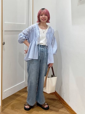 「アイテム（タンクトップ）」を使った、ミカミさん（レディース・153cm・30代）の夏コーディネート