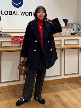 「アイテム（チェスターコート）」を使った、ミカミさん（レディース・153cm・30代）の秋コーディネート