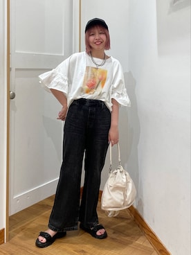 「アイテム（帽子）」を使った、ミカミさん（レディース・153cm・30代）の夏コーディネート