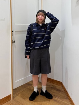 「GLOBAL WORK（グローバルワーク）のアイテム（帽子）」を使った、ミカミさん（レディース・153cm）の秋コーディネート