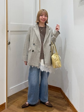 「GLOBAL WORK（グローバルワーク）のアイテム（ジャケット/アウター）」を使った、ミカミさん（レディース・153cm）の春コーディネート