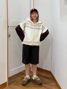 「GLOBAL WORK（グローバルワーク）のアイテム（帽子）」を使った、ミカミさん（レディース・153cm）の秋コーディネート
