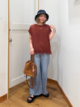 「GLOBAL WORK（グローバルワーク）のアイテム（帽子）」を使った、ミカミさん（レディース・153cm）の夏コーディネート