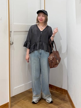 「GLOBAL WORK（グローバルワーク）のアイテム（帽子）」を使った、ミカミさん（レディース・153cm）の夏コーディネート