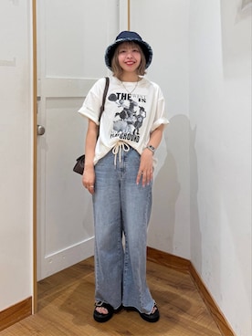 「GLOBAL WORK（グローバルワーク）のアイテム（帽子）」を使った、ミカミさん（レディース・153cm）の夏コーディネート