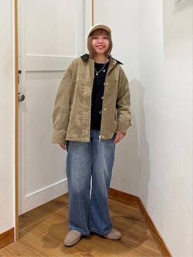 「GLOBAL WORK（グローバルワーク）の乾きやすい刺繍スウェット/1067225（Tシャツ/カットソー、ブラック系）」を使った、ミカミさん（レディース・153cm）の秋コーディネート