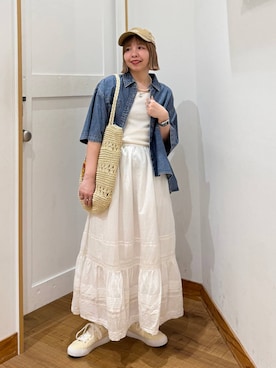 「GLOBAL WORK（グローバルワーク）のアイテム（キャップ）」を使った、ミカミさん（レディース・153cm）の春コーディネート