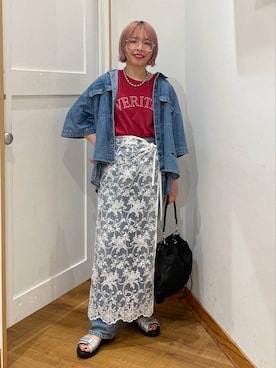 「アイテム（スカート）」を使った、ミカミさん（レディース・153cm・30代）の夏コーディネート