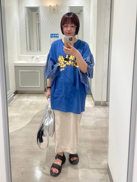「アイテム（ボストンバッグ）」を使った、ミカミさん（レディース・153cm・30代）の夏コーディネート