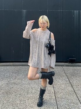 「透かし編みニット」｜anna.さん（レディース・158cm）の秋コーディネート