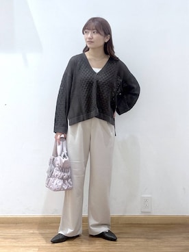 「GLOBAL WORK（グローバルワーク）のらくっションポインテッドバブーシュ/282406（パンプス、ブラック系）」を使った、Hikaruさんの春コーディネート