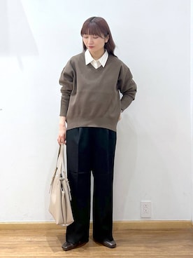 「GLOBAL WORK（グローバルワーク）のアイテム（トートバッグ）」を使った、Hikaruさん（レディース・154cm）の秋コーディネート