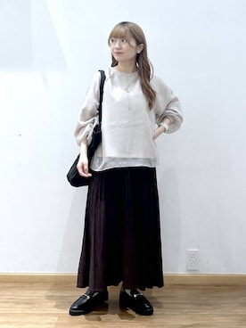 「GLOBAL WORK（グローバルワーク）の推しごとギャザートート/495802（トートバッグ）」を使った、Hikaruさん（レディース・154cm）の秋コーディネート