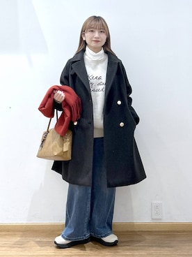 「アイテム（チェスターコート）」を使った、Hikaruさん（レディース・154cm・20代）の冬コーディネート