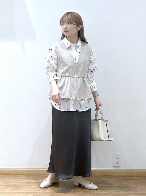 bonjour diary セットアップフラワープリント長袖ブラウス フラワーモチーフ付きシアーブラウス（83031510） | Rose