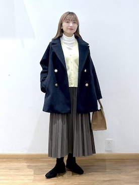 「アイテム（チェスターコート）」を使った、Hikaruさん（レディース・154cm・20代）の冬コーディネート