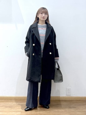 「アイテム（チェスターコート）」を使った、Hikaruさん（レディース・154cm・20代）の冬コーディネート