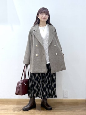 「アイテム（チェスターコート）」を使った、Hikaruさん（レディース・154cm・20代）の秋コーディネート