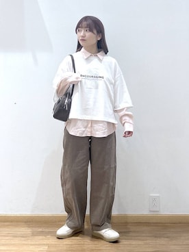 「GLOBAL WORK（グローバルワーク）のアイテム（スウェット）」を使った、Hikaruさん（レディース・154cm）の春コーディネート