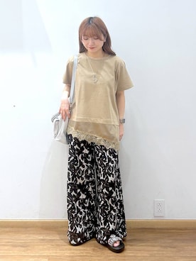 「GLOBAL WORK（グローバルワーク）のステンレスモチーフスライドネックレス/583538（ネックレス、シルバー系）」を使った、Hikaruさんの夏コーディネート