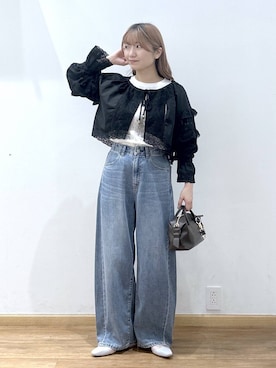 「GLOBAL WORK（グローバルワーク）のGOODデニムバレルCOOL/627009（デニムパンツ、ブルー系）」を使った、Hikaruさんの春コーディネート