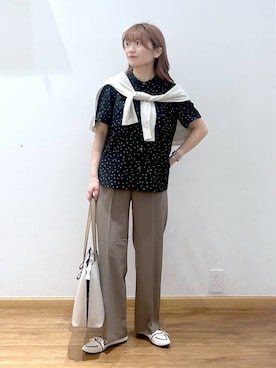 「GLOBAL WORK（グローバルワーク）のラクッションベルトニットパンプス/290988（パンプス、ホワイト系）」を使った、Hikaruさんの夏コーディネート