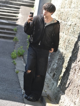 「GRANCY（グランシー）のアイテム（パンツ）」を使った、来夢⠀さん（メンズ・180cm）の夏コーディネート