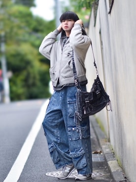 「アイテム（カーゴパンツ）」を使った、来夢⠀さん（メンズ・178cm）の秋コーディネート