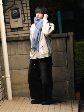 「アイテム（マフラー）」を使った、来夢⠀さん（メンズ・180cm）の冬コーディネート