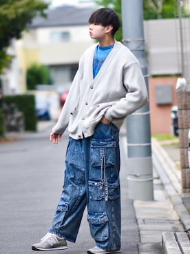 「アイテム（カーディガン/ボレロ）」を使った、来夢⠀さん（メンズ・180cm）の秋コーディネート