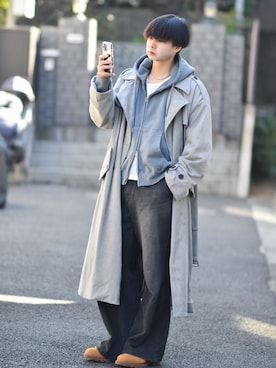 CLEL】Double Tech Fade Trench Coat/ダブルテックフェード トレンチ