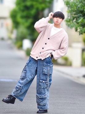 「アイテム（カーゴパンツ）」を使った、来夢⠀さん（メンズ・178cm・20代）の秋コーディネート