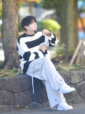 「アイテム（カーゴパンツ）」を使った、来夢⠀さん（メンズ・178cm）の秋コーディネート