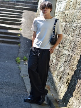 「アイテム（その他、ホワイト系）」を使った、来夢⠀さん（メンズ・180cm）の夏コーディネート