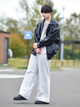 「アイテム（ブルゾン）」を使った、来夢⠀さん（メンズ・178cm・20代）の秋コーディネート