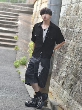 「GRANCY（グランシー）のアイテム（パンツ）」を使った、来夢⠀さん（メンズ・180cm）の夏コーディネート