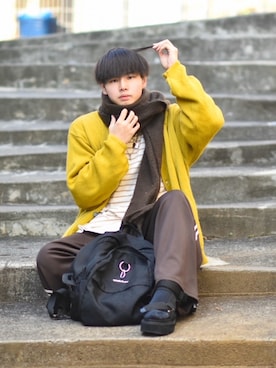 「アイテム（ネックレス）」を使った、来夢⠀さん（メンズ・180cm）の秋コーディネート