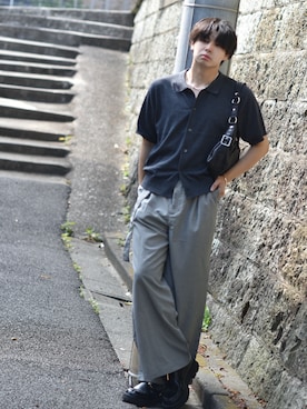 「CALLNE（カルネ）のアイテム」を使った、来夢⠀さん（メンズ・180cm）の夏コーディネート