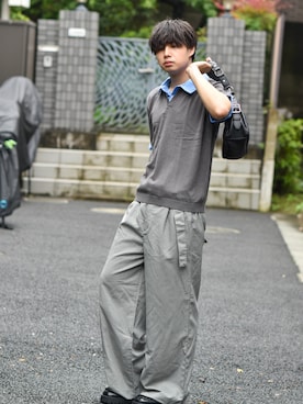 「CALLNE（カルネ）のアイテム」を使った、来夢⠀さん（メンズ・180cm）の夏コーディネート