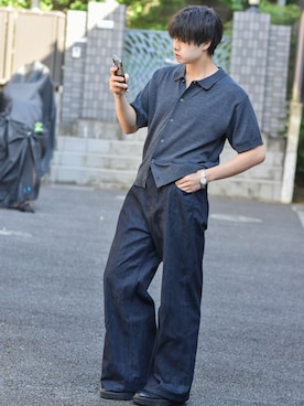 「ADRER（アドラー）のアイテム（カーディガン/ボレロ）」を使った、来夢⠀さん（メンズ・180cm）の夏コーディネート