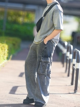 「ADRER（アドラー）のアイテム（サンダル）」を使った、来夢⠀さん（メンズ・178cm）の夏コーディネート