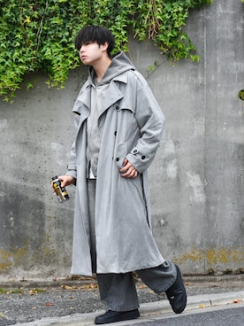 「アイテム（トレンチコート）」を使った、来夢⠀さん（メンズ・180cm）の秋コーディネート