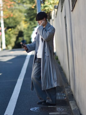 「アイテム（トレンチコート）」を使った、来夢⠀さん（メンズ・180cm）の冬コーディネート