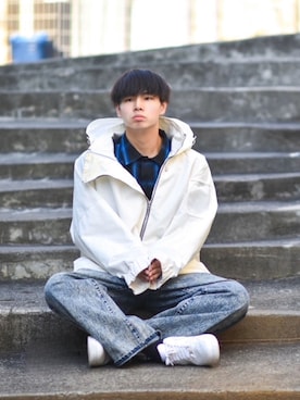 「アイテム（マウンテンパーカー）」を使った、来夢⠀さん（メンズ・180cm）の秋コーディネート