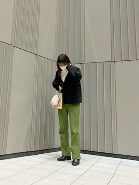 「Chillfar（チルファー）のアイテム（ノーカラージャケット）」を使った、みやこさん（レディース・164cm）の冬コーディネート